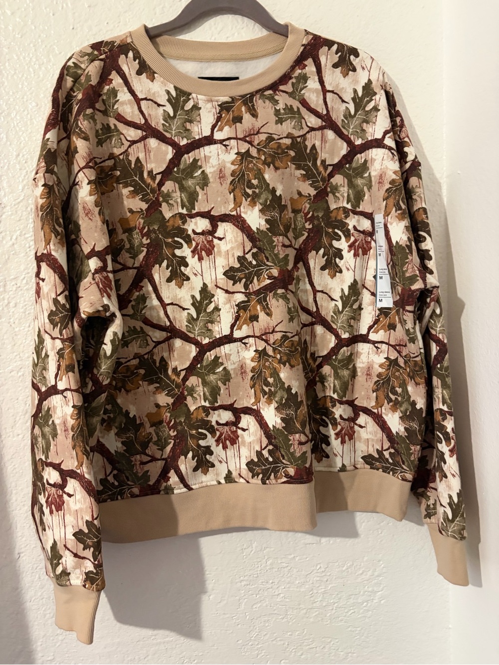 Beige Botanical Print Sweatshirt